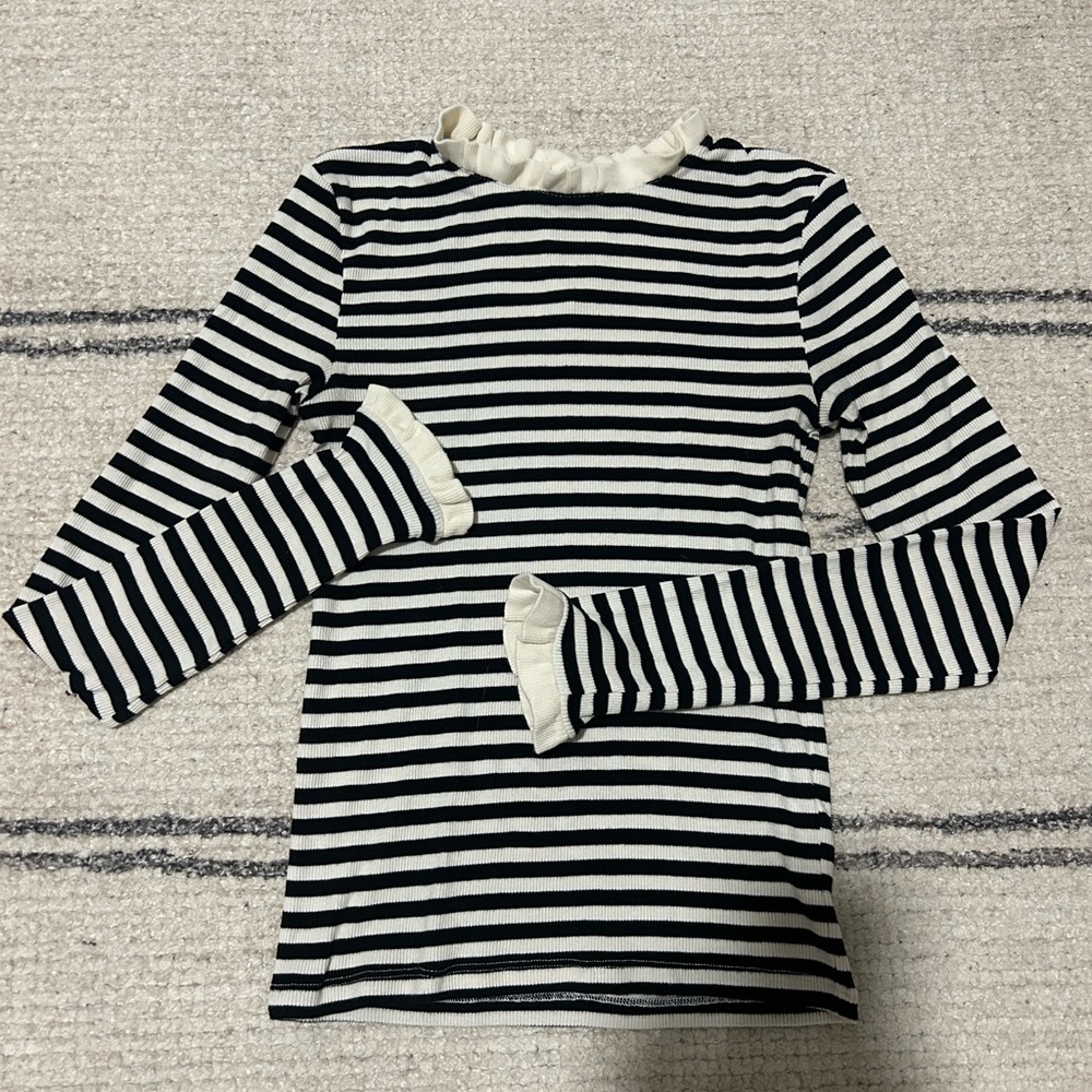 MNG Black and White Striped Top